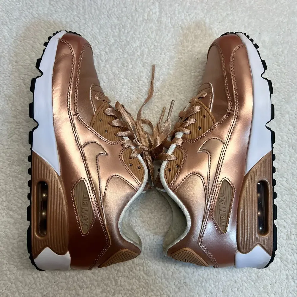 Nike Girls Sneakers Air Max 90 SE LTR (GS) Rose Gold Size 6.5Y